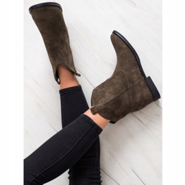 SHELOVET Ciepłe Kowbojki Na Koturnie khaki zielone 1