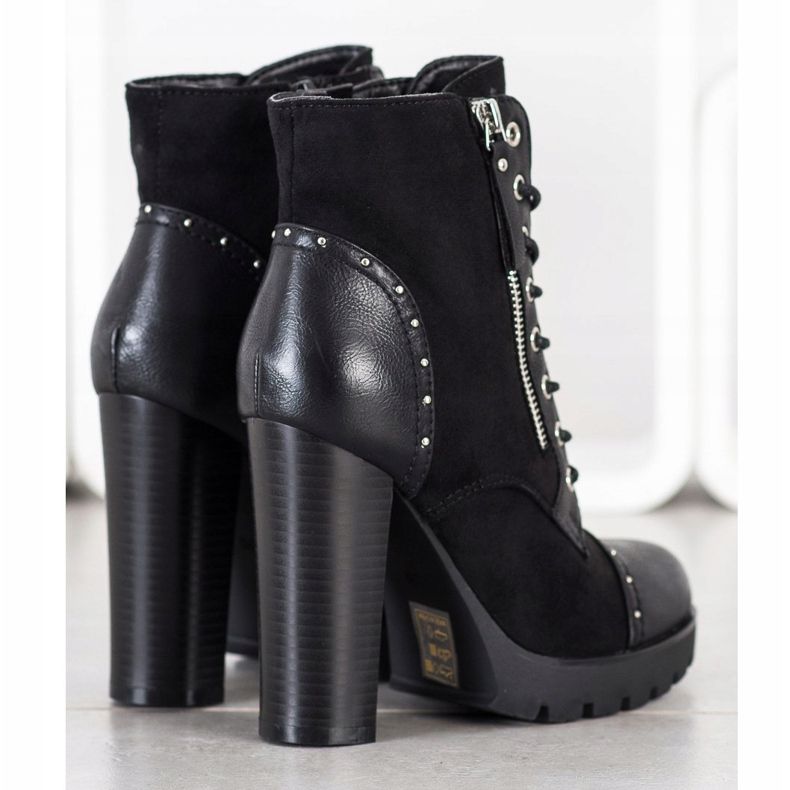 Kayla Rockowe Botki Na Obcasie czarne 2