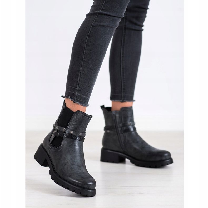 Super Me Workery Z Eko Skóry czarne 1