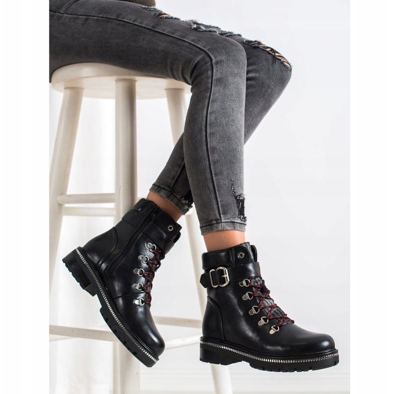 SHELOVET Rockowe Workery czarne 2