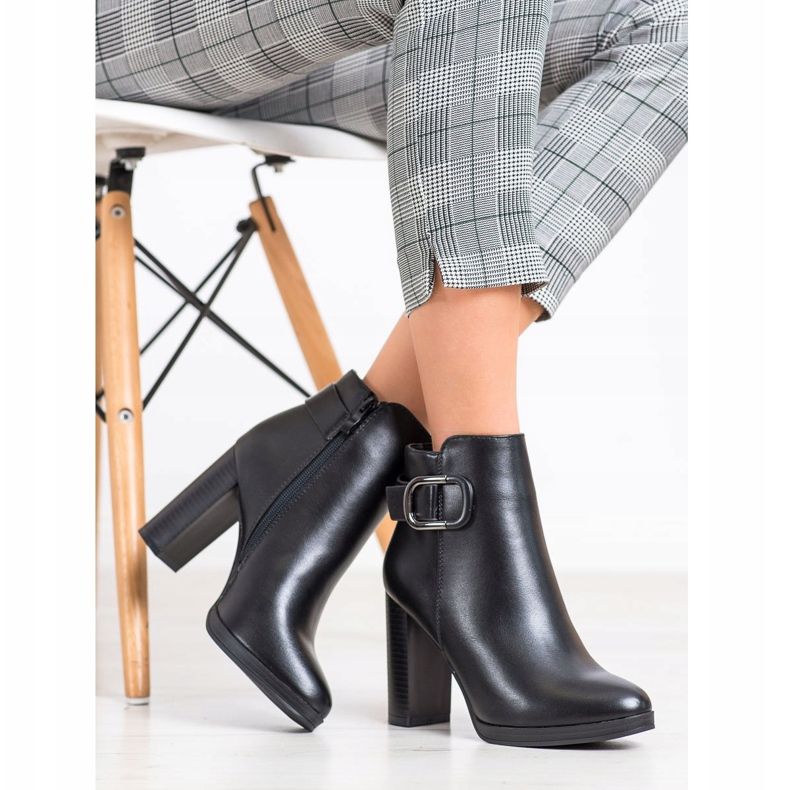 Super Me Eleganckie Botki Z Ociepleniem czarne 2