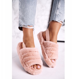 FJ1 Papcie Damskie na Platformie Futrzane Pomarańczowe Snowflake 2