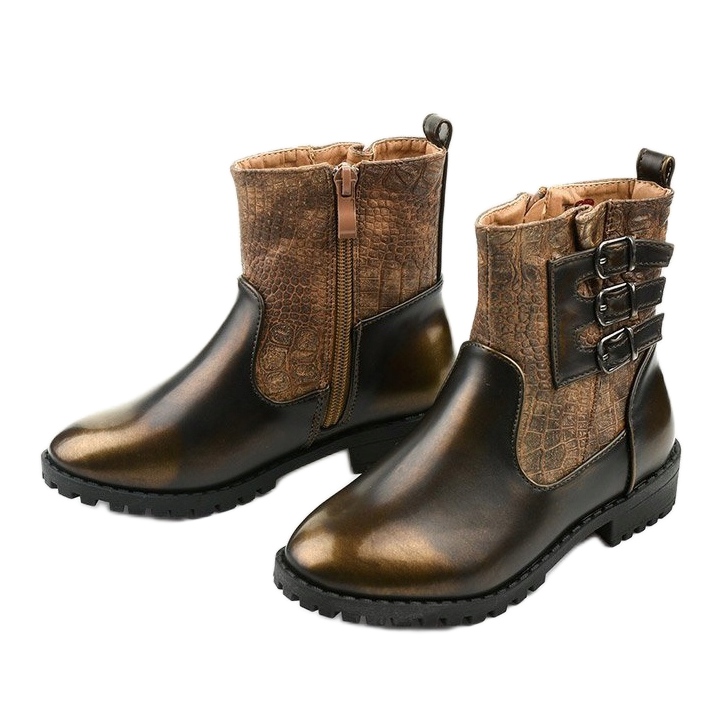 Brązowe dziecięce botki dziewczęce Yksleta 2