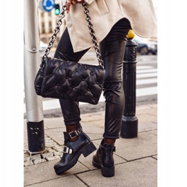 FE1 Damskie Botki Czarne Klamry Frago 1