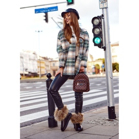 Damskie Botki Skórzane Śniegowce Z Futerkiem Czarne Snow Fox 1