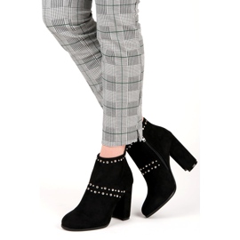 Seastar Zamszowe botki na słupku czarne 2