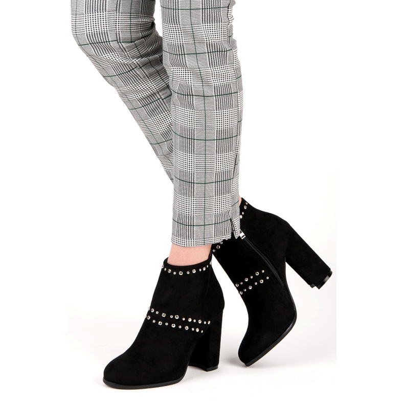 Seastar Zamszowe botki na słupku czarne 2