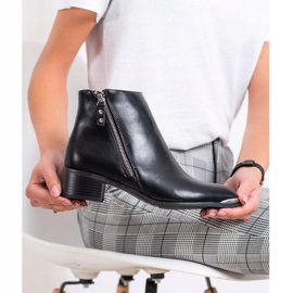 Kayla Stylowe Botki Na Suwak czarne srebrny 2