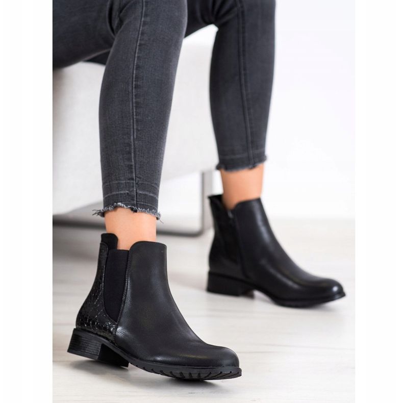 Kayla Casualowe Botki Snake Print czarne 1