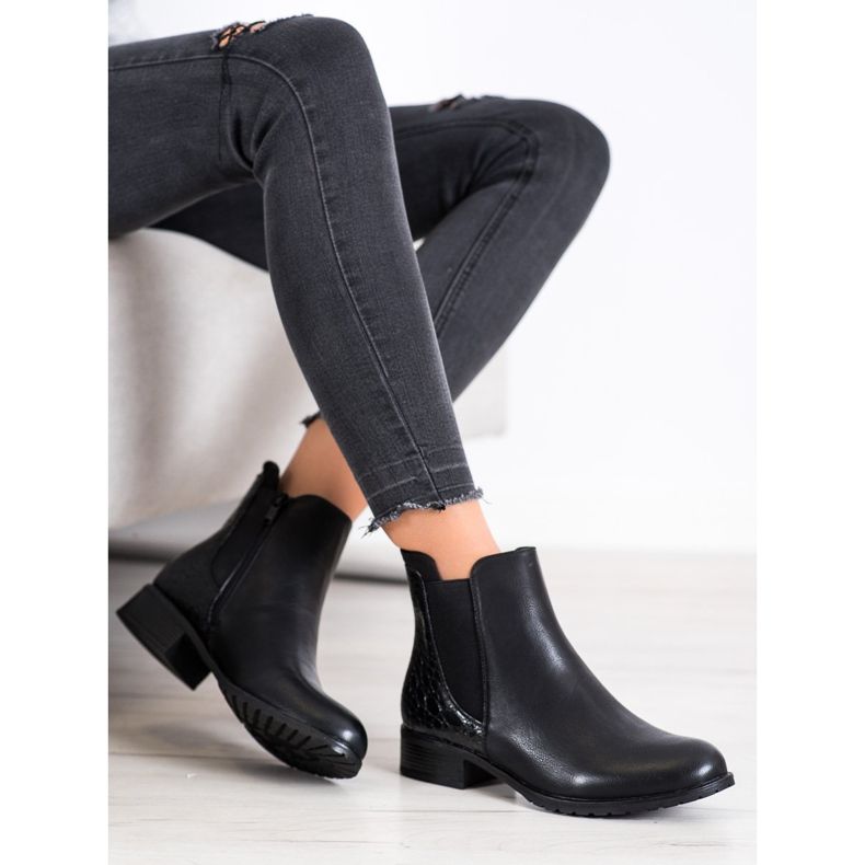 Kayla Casualowe Botki Snake Print czarne 2