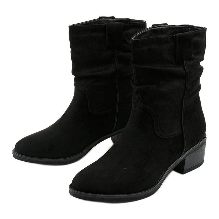 Czarne zamszowe kowbojki ocieplane Fyrelnet 2