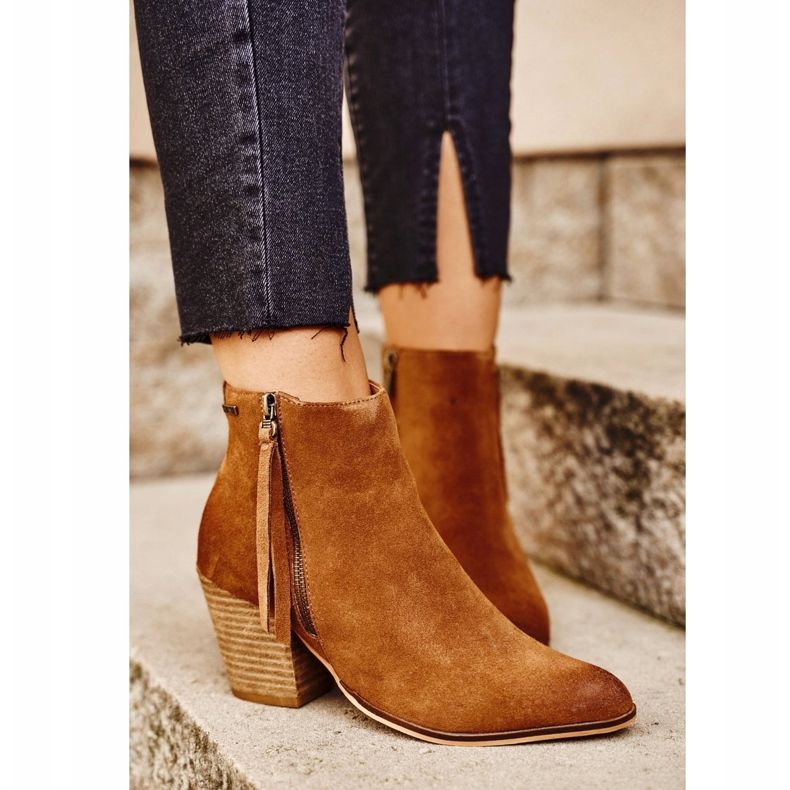 Big Star Botki zamszowe GG274364 camel brązowe 2