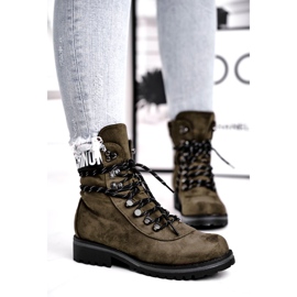 Evento Damskie Botki Timberki Wysokie Khaki 9BT35-1331 Dk.Green czarne 1