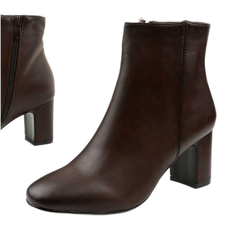 Brązowe botki z ekoskóry na słupku Nilandaley 1