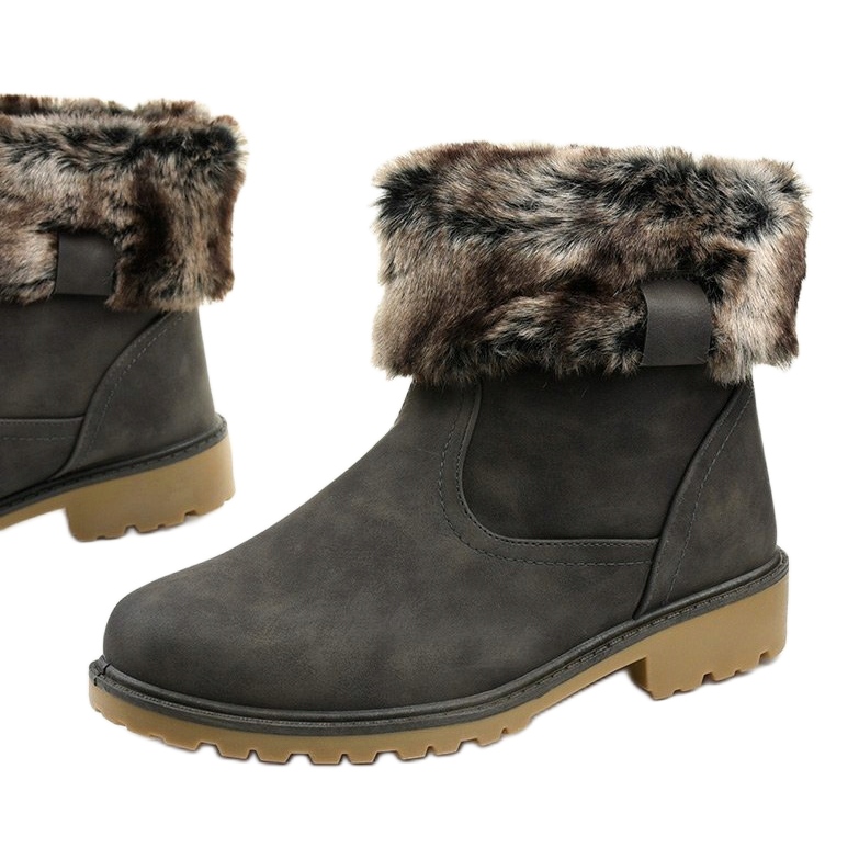 Szare damskie ocieplane botki Giserelle 1