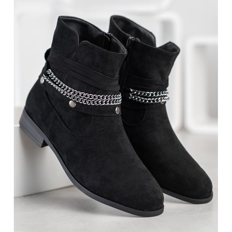 Cm Paris Kowbojki Z Ozdobnym Łańcuszkiem czarne 1