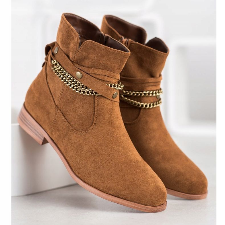 Cm Paris Kowbojki Z Ozdobnym Łańcuszkiem brązowe 1