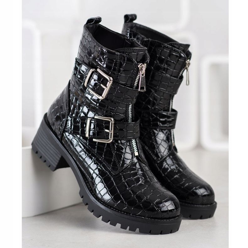 Super Me Workery Na Suwak Snake Print czarne 1