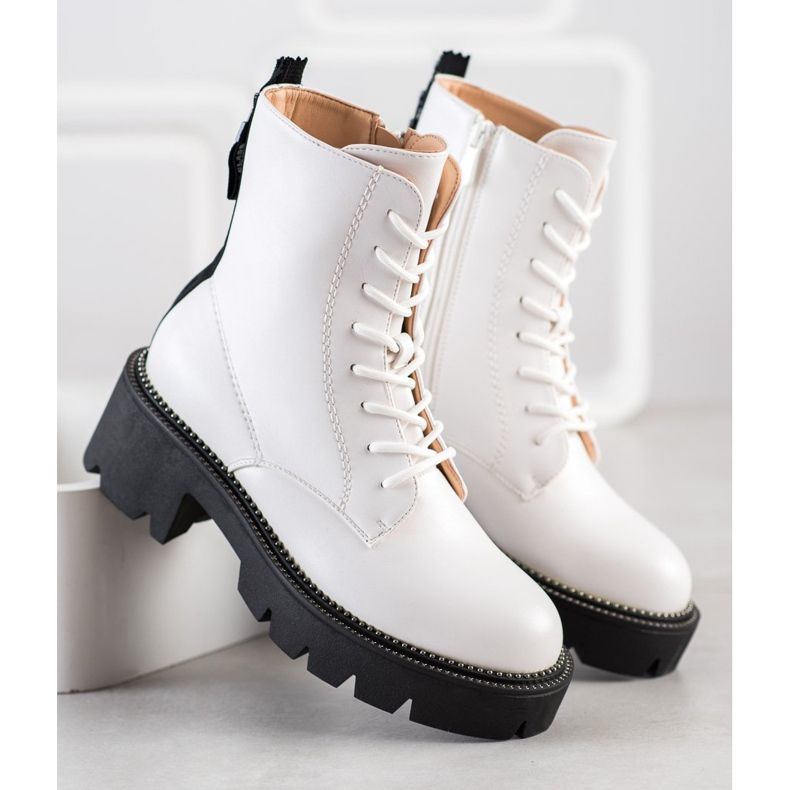 Seastar Białe Trapery Na Platformie czarne 2