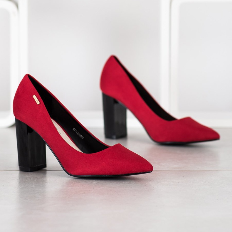 Goodin Czółenka Na Słupku czarne czerwone 1