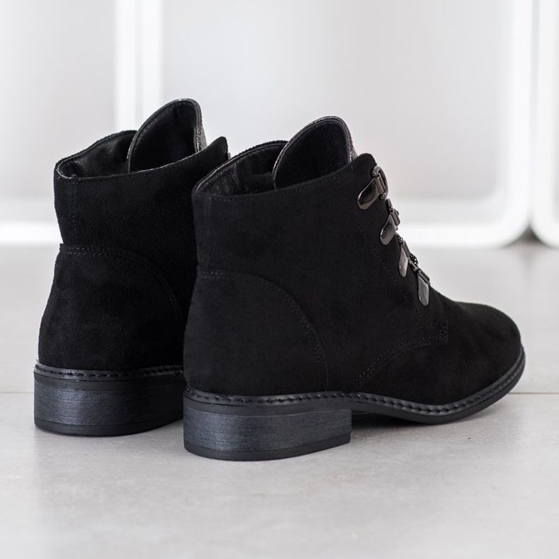 Goodin Eleganckie Sznurowane Botki czarne srebrny 1