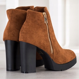 Small Swan Botki Na Wysokim Obcasie brązowe żółte 1