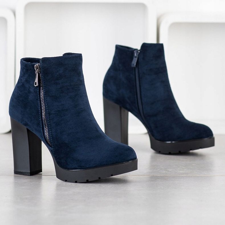 Small Swan Botki Na Wysokim Obcasie granatowe 1