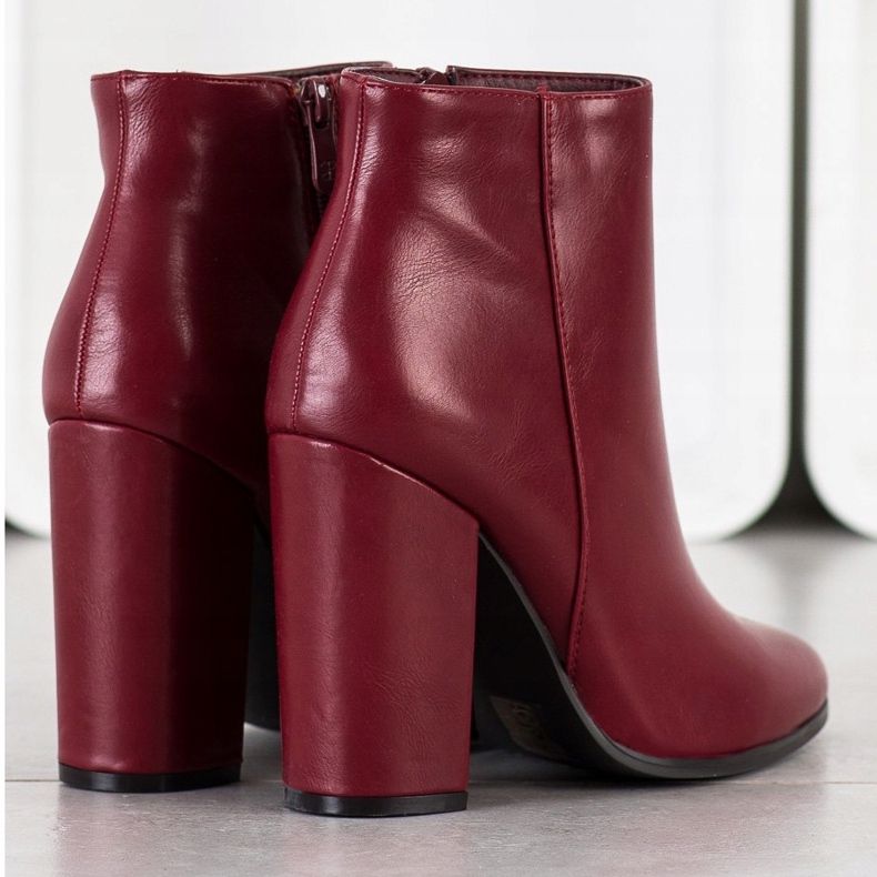 Camo Klasyczne Botki Z Eko Skóry czerwone 1