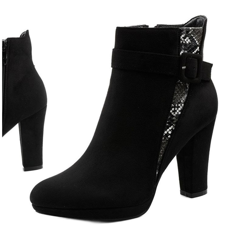 Czarne botki na słupku ekozamsz Lysianassa 1