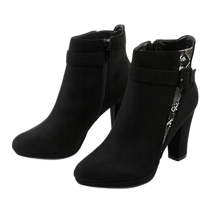 Czarne botki na słupku ekozamsz Lysianassa 2