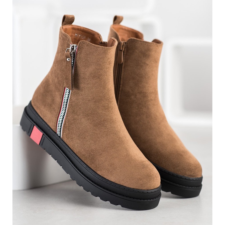 Seastar Botki Na Czarnej Platformie brązowe wielokolorowe 1