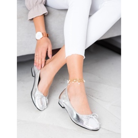 Goodin Eleganckie Baleriny Z Kokardą srebrny 2
