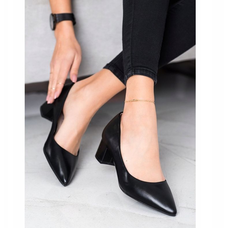 Goodin Czółenka Na Niskim Słupku czarne 2