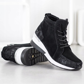 Filippo Sznurowane Botki Ze Skóry czarne 2