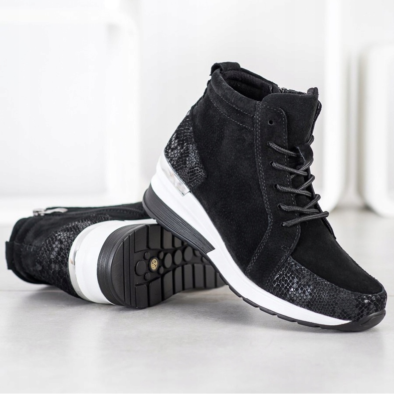 Filippo Sznurowane Botki Ze Skóry czarne 2