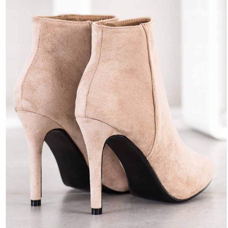 Small Swan Stylowe Botki Na Szpilce beżowy 1