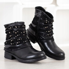 Queentina Wygodne Botki Z Ozdobami czarne 1