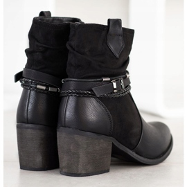 SHELOVET Botki Z Ozdobnymi Paskami czarne 1