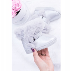 FRROCK Ocieplane Dziecięce Botki Śniegowce Z Futerkiem Srebrne JellyBeans srebrny 1