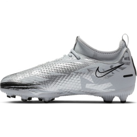 Buty piłkarskie Nike Phantom Gt Scorpion Academy Dynamic Fit FG/MG Jr DA2287 001 niebieskie szare 2