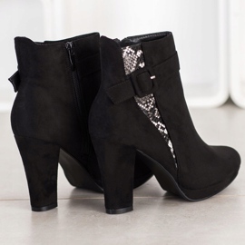 SHELOVET Botki Na Obcasie Snake Print czarne szare 1