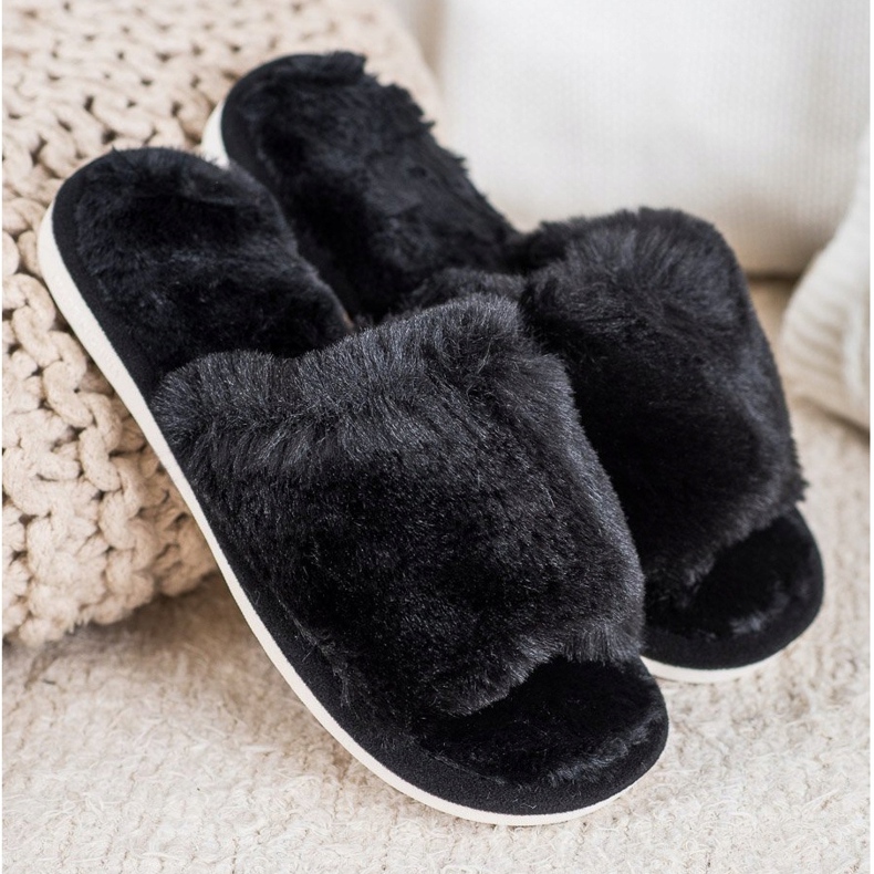 Bona Kapcie Z Futerkiem czarne 1