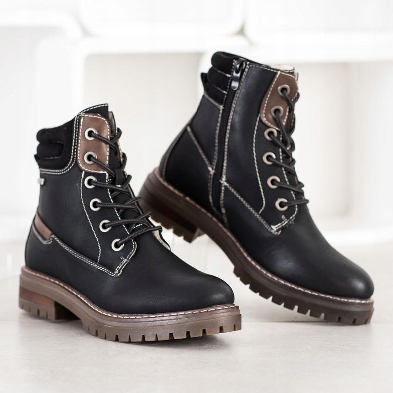 Super Mode Wygodne Trapery brązowe czarne 1