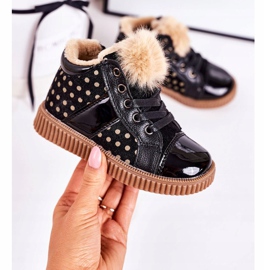 Linshi Dziecięce Ocieplane Botki Trampki W Groszki Czarne Anastasia 2