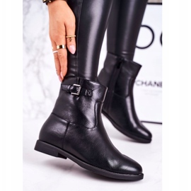 PJ1 Damskie Ocieplane Botki Z Klamrą Czarne Halfway 1