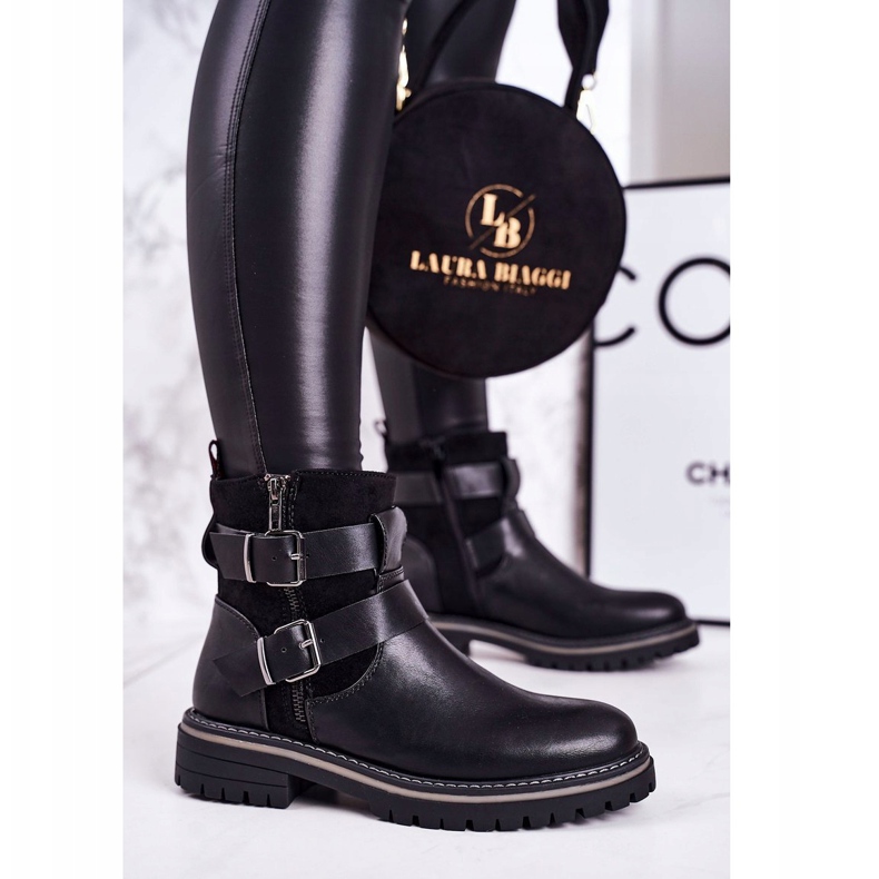 PJ1 Damskie Ocieplane Botki Workery Czarne Intensity 1