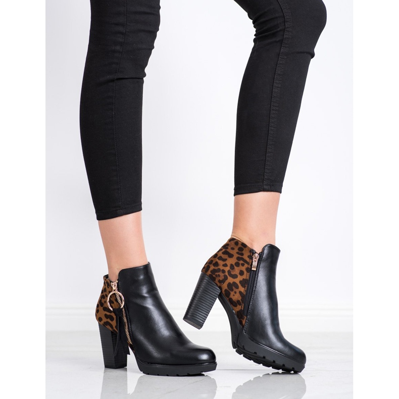 Goodin Ciepłe Botki Leopard Print brązowe czarne 1