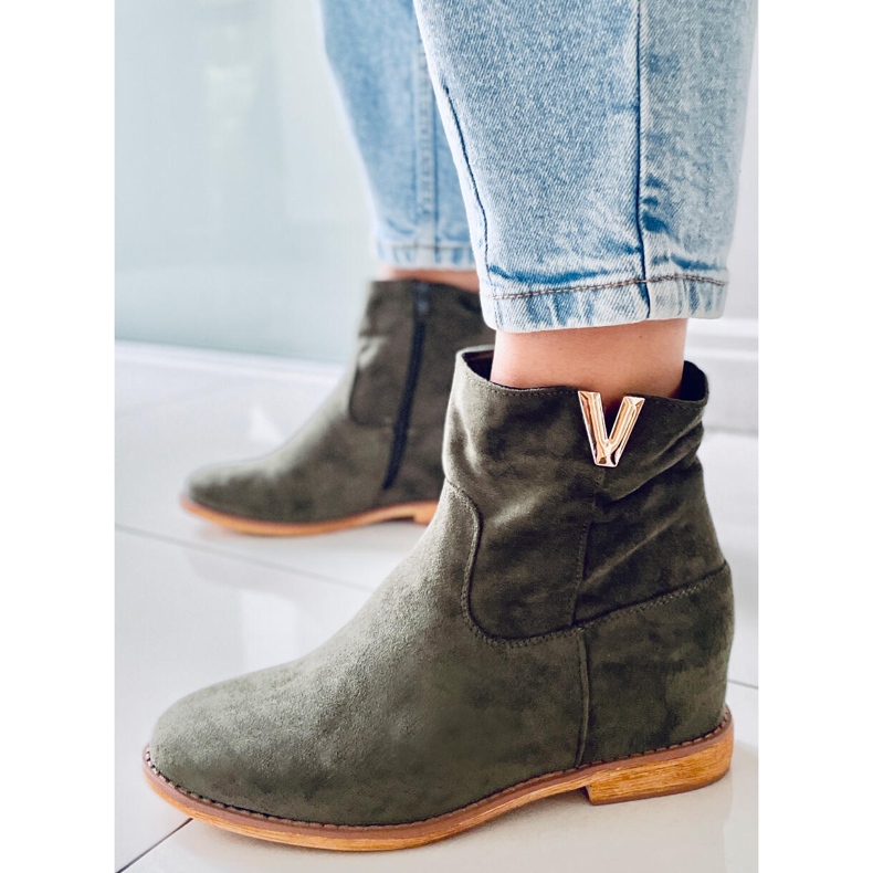 Botki na ukrytym koturnie zielone ZT1013 Green 1
