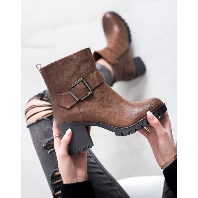 SDS Stylowe Workery Na Słupku brązowe 2