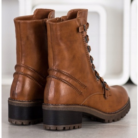 Super Mode Sznurowane Brązowe Workery 1